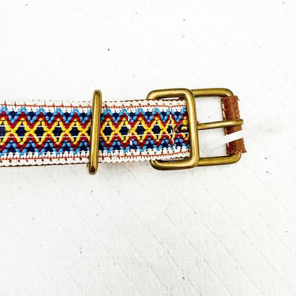 Gap Bohemian Textured Woven Leather Belt Gold Brass Accents Size XS - Picture 4 of 4